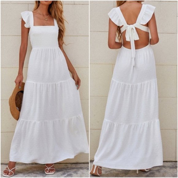 Dresses & Skirts - WHITE SWISS DOT MAXI DRESS